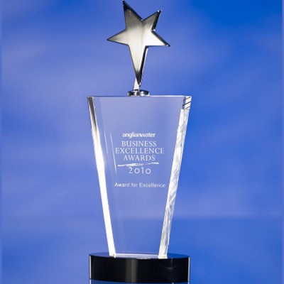 Picture of METAL STAR GLASS AWARD TROPHY