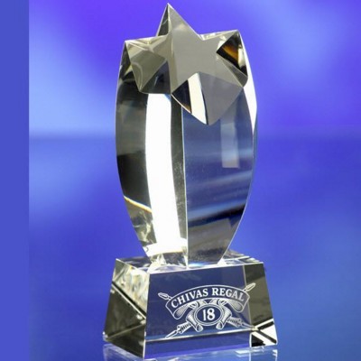 Picture of OPTICAL GLASS STAR AWARD TROPHY with Integral Base.