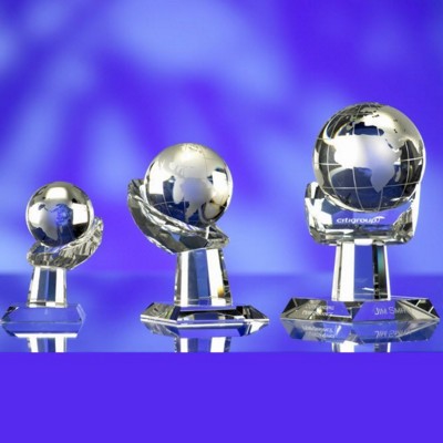 Picture of GLASS HAND & SPINNING GLOBE AWARD TROPHY