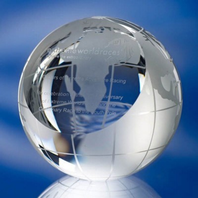 Picture of CUT GLOBE GLASS AWARD TROPHY.