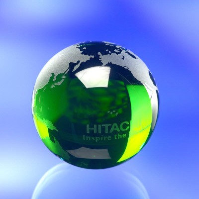 Picture of COLOUR FLAT BOTTOM SPHERE GLASS AWARD TROPHY.