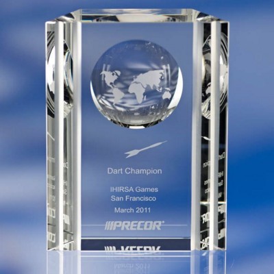 Picture of EMBEDDED GLOBE GLASS AWARD TROPHY.