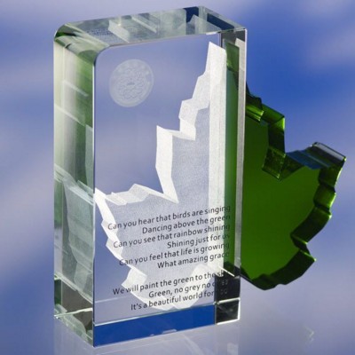 Picture of CLEAR TRANSPARENT GLASS AWARD TROPHY