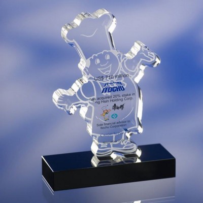 Picture of COLOUR OPTICAL GLASS AWARD TROPHY  with Colour Surface Engraving.
