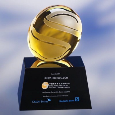 Picture of COLOUR OPTICAL GLASS AWARD TROPHY  with Surface Engraving.