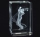 Picture of CRYSTAL GLASS RECTANGULAR GOLF PAPERWEIGHT or AWARD TROPHY with 3D Laser Engraved Image & Logo in Ce