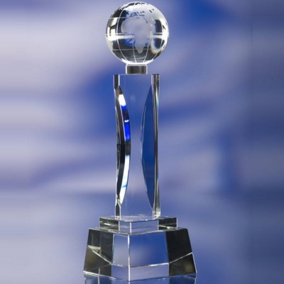 Picture of SPINNING GLOBE GLASS AWARD TROPHY.