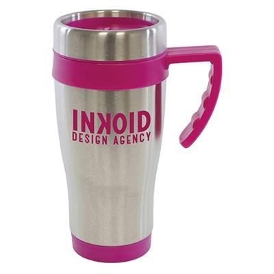 Picture of OREGON STAINLESS STEEL METAL TRAVE MUG in Pink.