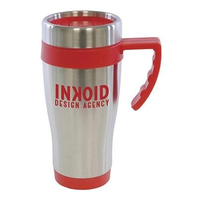 Picture of OREGON STAINLESS STEEL METAL TRAVE MUG in Red.