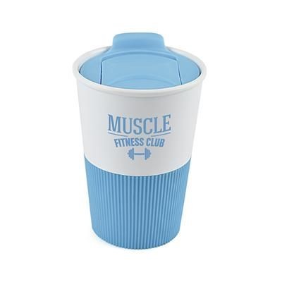 Picture of GRIPPY RUBBER BASED PLASTIC TAKE OUT MUG in Cyan