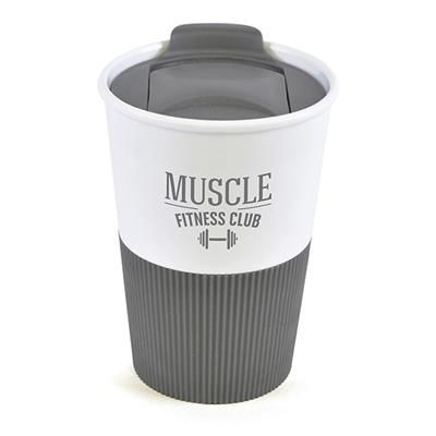 Picture of GRIPPY RUBBER BASED PLASTIC TAKE OUT MUG in Grey