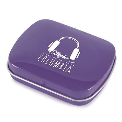 Picture of RECTANGULAR MINTS TIN in Purple.