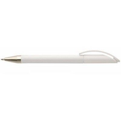 Picture of PRODIR TWIST ACTION BALL PEN in White Polished Finish with Silver Chrome Metal Nose Cone.