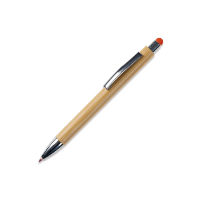 Picture of BALL PEN NEW YORK BAMBOO with Stylus in Orange