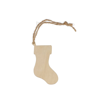 Picture of STOCKING SHAPE WOOD CHRISTMAS ORNAMENT in Nature