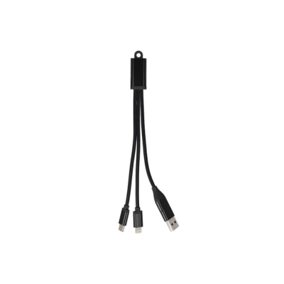 Picture of 2-IN-1 CHARGER CABLE USB-A & C TO USB-C & LIGHTNING ALUMINIUM METAL in Black