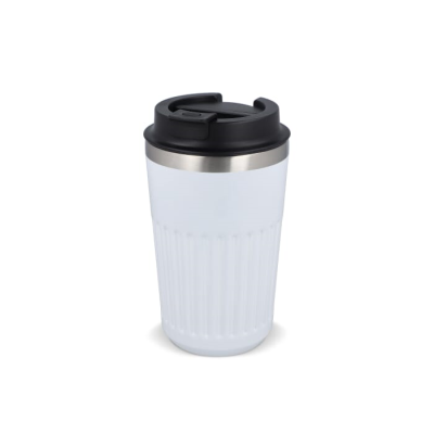 Picture of RECYCLED STAINLESS STEEL METAL THERMO COFFEE TO GO 400ML in White