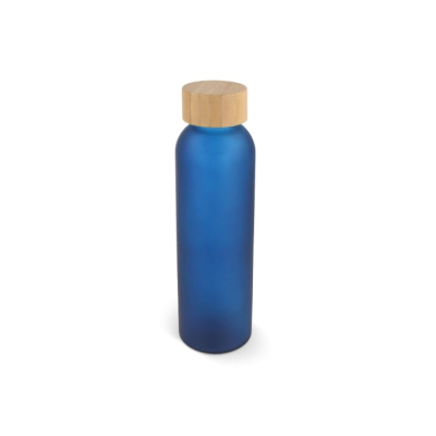 Picture of WATER BOTTLE GLASS & BAMBOO 500ML in Dark Blue
