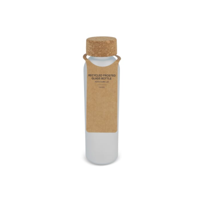 Picture of FROSTED RECYCLED GLASS BOTTLE with Cork Lid 500Ml