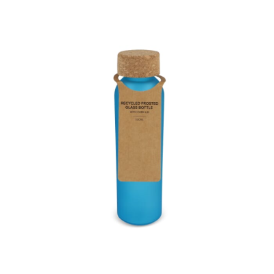 Picture of FROSTED RECYCLED GLASS BOTTLE with Cork Lid 500Ml