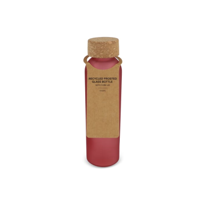 Picture of FROSTED RECYCLED GLASS BOTTLE with Cork Lid 500Ml