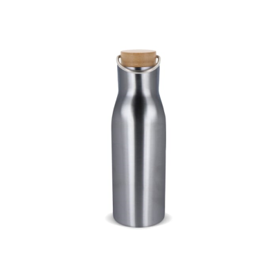 Picture of THERMO BOTTLE with Bamboo Lid 500Ml in Silver