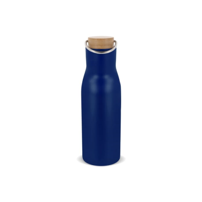 Picture of THERMO BOTTLE with Bamboo Lid 500Ml in Dark Blue