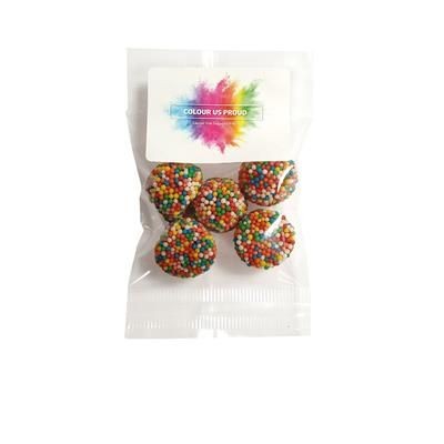 PRIDE PRODUCTS - SMALL CLEAR TRANSPARENT BAG CONTAINING RAINBOW BERRIES.