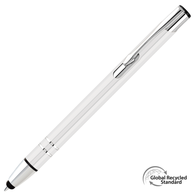 Picture of ELECTRA GRS RECYCLED METAL TOUCH STYLUS BALL PEN - WHITE