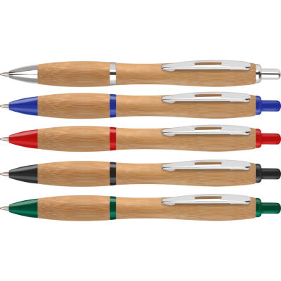 Picture of ECO - CONTOUR BAMBOO BALL PEN (LINE COLOUR PRINT).