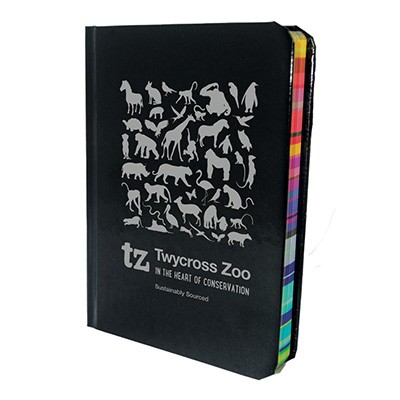 Picture of A6 RAINBOW EDGE NOTE PAD with Black Cover.