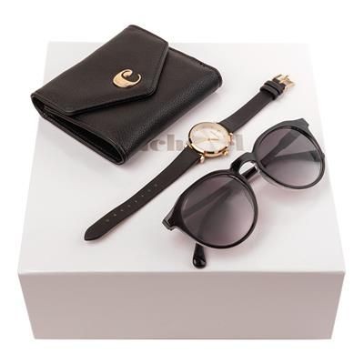 Cacharel Set Cacharel Black Lady Purse, Watch & Sunglasses