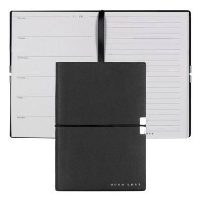 Branded Merchandise, Promotional Gifts, Corporate Clothing & Merchandise -  Biblio Products Ltd. HUGO BOSS NOTE BOOK A6 ELEGANCE STORYLINE BLACK AGENDA