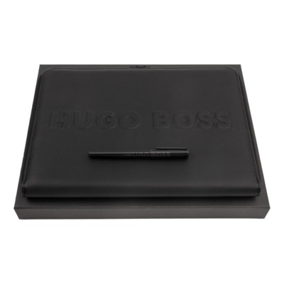 Picture of HUGO BOSS SET LABEL BLACK FOUNTAIN PEN & CONFERENCE FOLDER A4