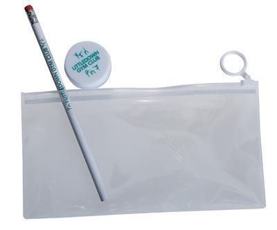 Picture of CLEAR TRANSPARENT PENCIL CASE with Full Colour Printed Insert