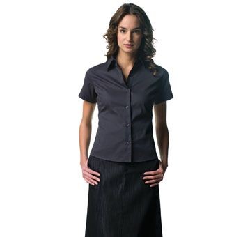 Picture of RUSSELL COLLECTION LADIES SHORT SLEEVE CLASSIC TWILL SHIRT