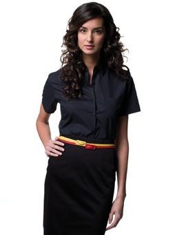 Picture of RUSSELL COLLECTION LADIES SHORT SLEEVE EASY CARE POPLIN SHIRT
