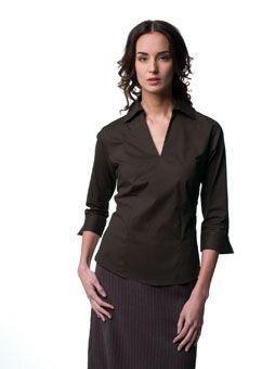Picture of RUSSELL COLLECTION LADIES THREE QUARTER SLEEVE V NECK TOP