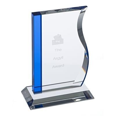 Picture of ARGYLL CLEAR TRANSPARENT CRYSTAL AWARD with One Blue Line Edge