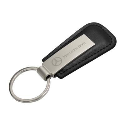 Picture of MONACO KEYRING in Black PU with Matt Silver Metal Plates on Both Sides