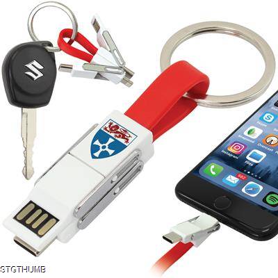 Picture of MAGNETIC SLIDE USB CABLE KEYRING - 3-IN-1.