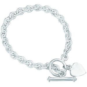 Picture of HALLMARKED 925 STERLING SILVER HEART CHARM TOGGLE BRACELET