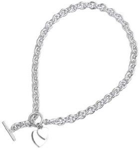 Picture of HALLMARKED 925 STERLING SILVER HEART CHARM TOGGLE NECKLACE