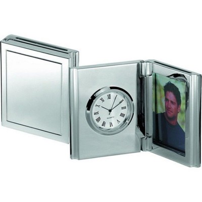 Picture of FOLDING DESK CLOCK & PHOTOFRAME in Silver