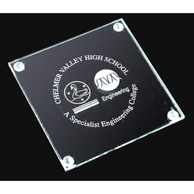 Picture of SQUARE FLAT GLASS COASTER in Green.