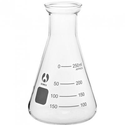 Picture of 250ML SCIENTIFIC CONICAL ERLENMEYER FLASK with Calibration Lines.