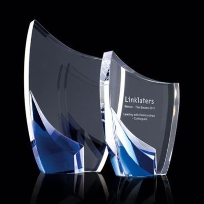 Picture of LARGE CRYSTAL CRESCENT with Blue Stand Supplied in a Presentation Box