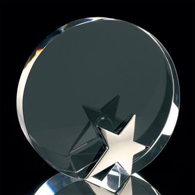 Picture of ROUND CRYSTAL AWARD with Silver Chrome Star 145Mm High Supplied in a Presentation Box