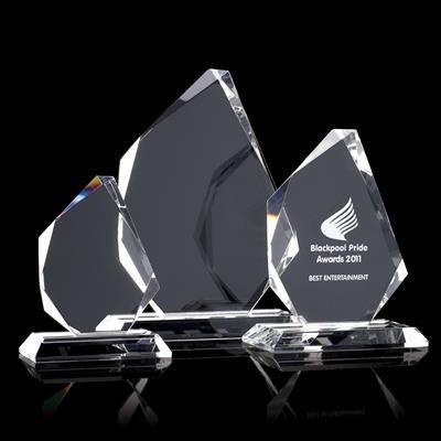 Picture of 15CM x 11,5CM x 15MM CLEAR TRANSPARENT GLASS FACETTED ICE PEAK AWARD