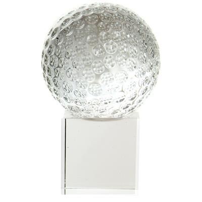 Picture of 5CM OPTICAL CRYSTAL GOLF BALL ON a CLEAR TRANSPARENT CRYSTAL BASE